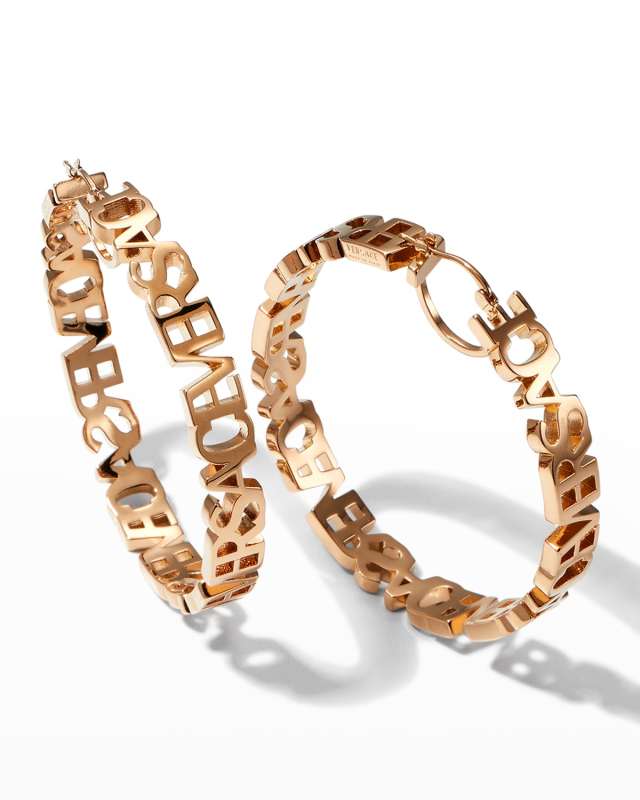 Logo Text Hoop Earrings